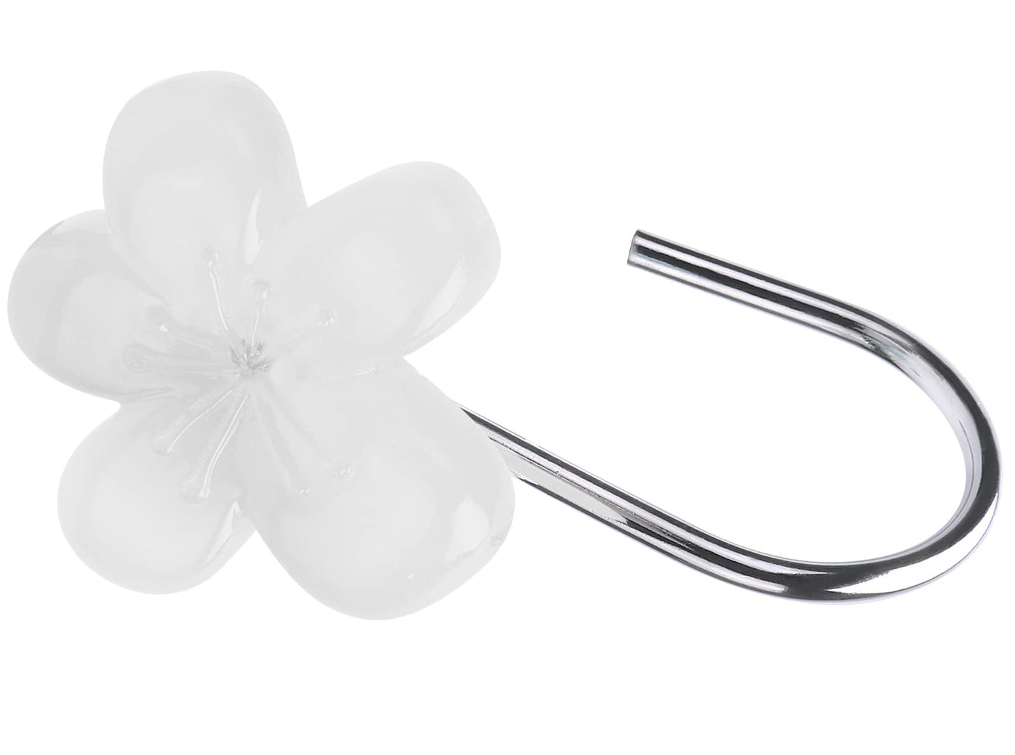 Pretty Floral Themed Cute Flower Shower Curtain Hooks - Glow in The Dark Elegant Bathroom Decor