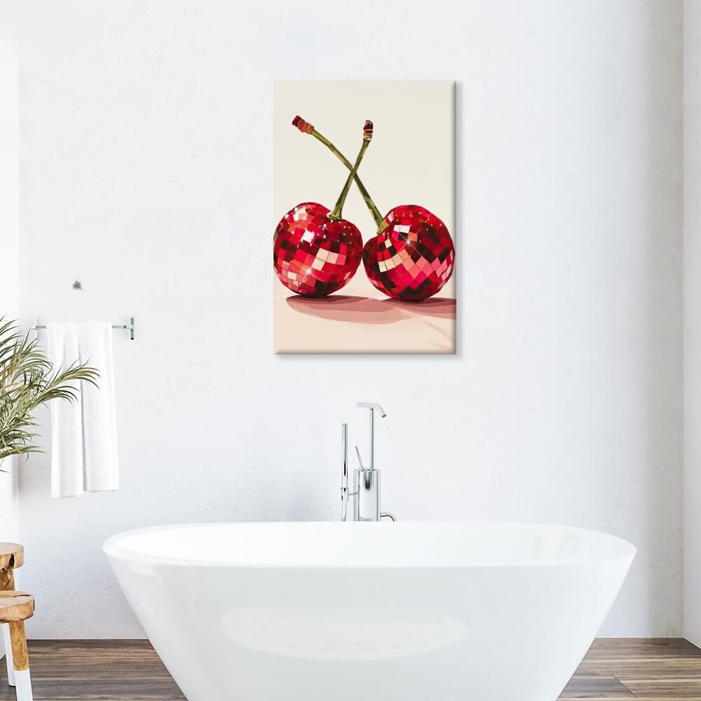 Disco Ball Fruits Canvas Print – Trendy Glam Wall Art