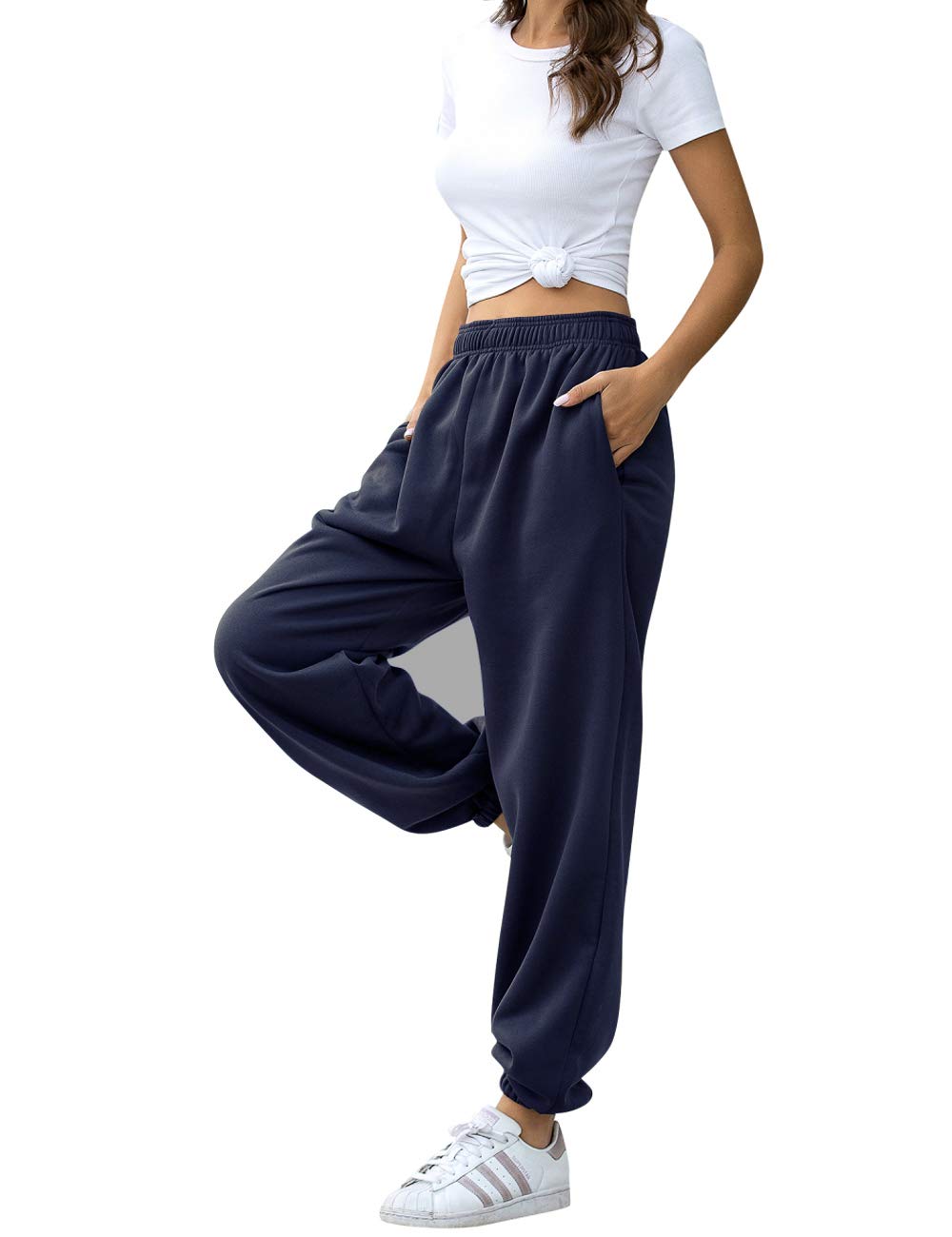 Women's High Waisted Sweatpants Workout Active Joggers Pants Baggy Lounge Bottoms