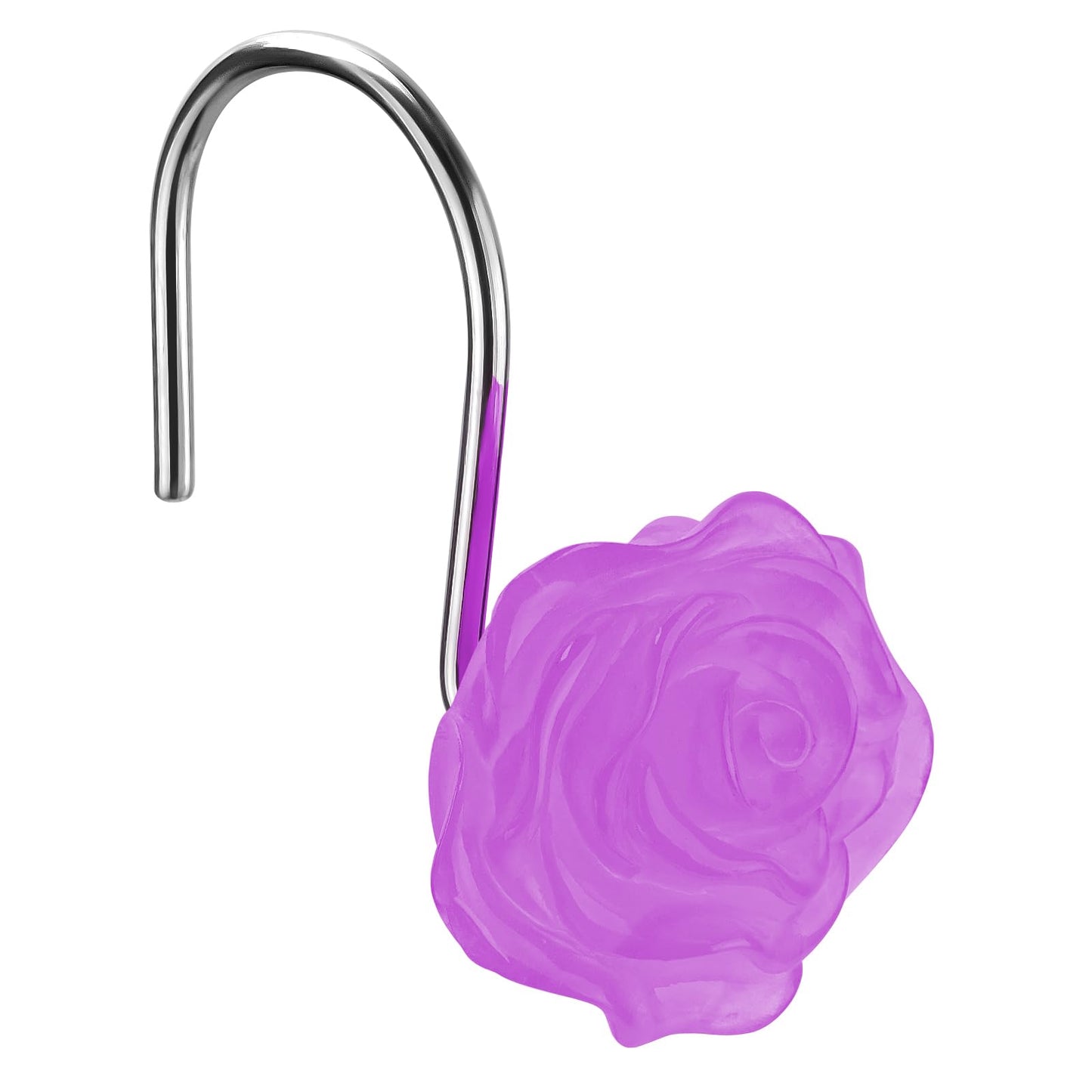 Pretty Floral Themed Cute Flower Shower Curtain Hooks - Glow in The Dark Elegant Bathroom Decor