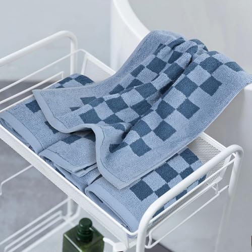 Checkered Soft Cotton Hand Towels 4 Pack Lightweight Absorbent Towels 29x13 Inches