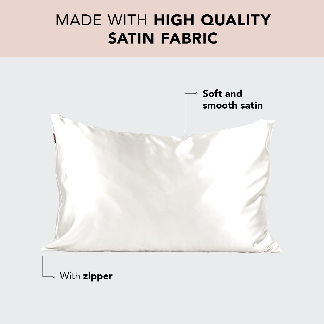 Satin Pillowcase with Zipper Standard Size 19"x26"