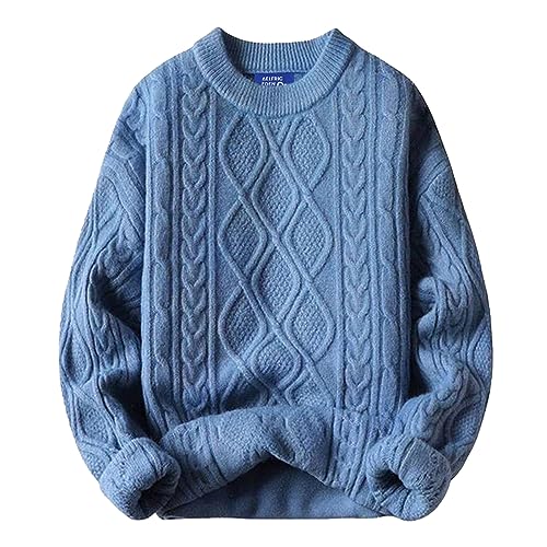 Oversized Sweater 90s Vintage Cable Knit Long Sleeve Women Woven Heavy Crewneck Pullover