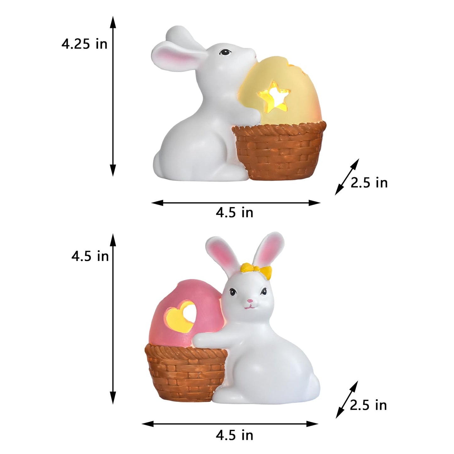 Easter Bunny Figurines Mantel Decor Resin 6Pcs Rabbit Statue Set Table Centerpiece Decorations 2.5 * 1.5 * 3 inch