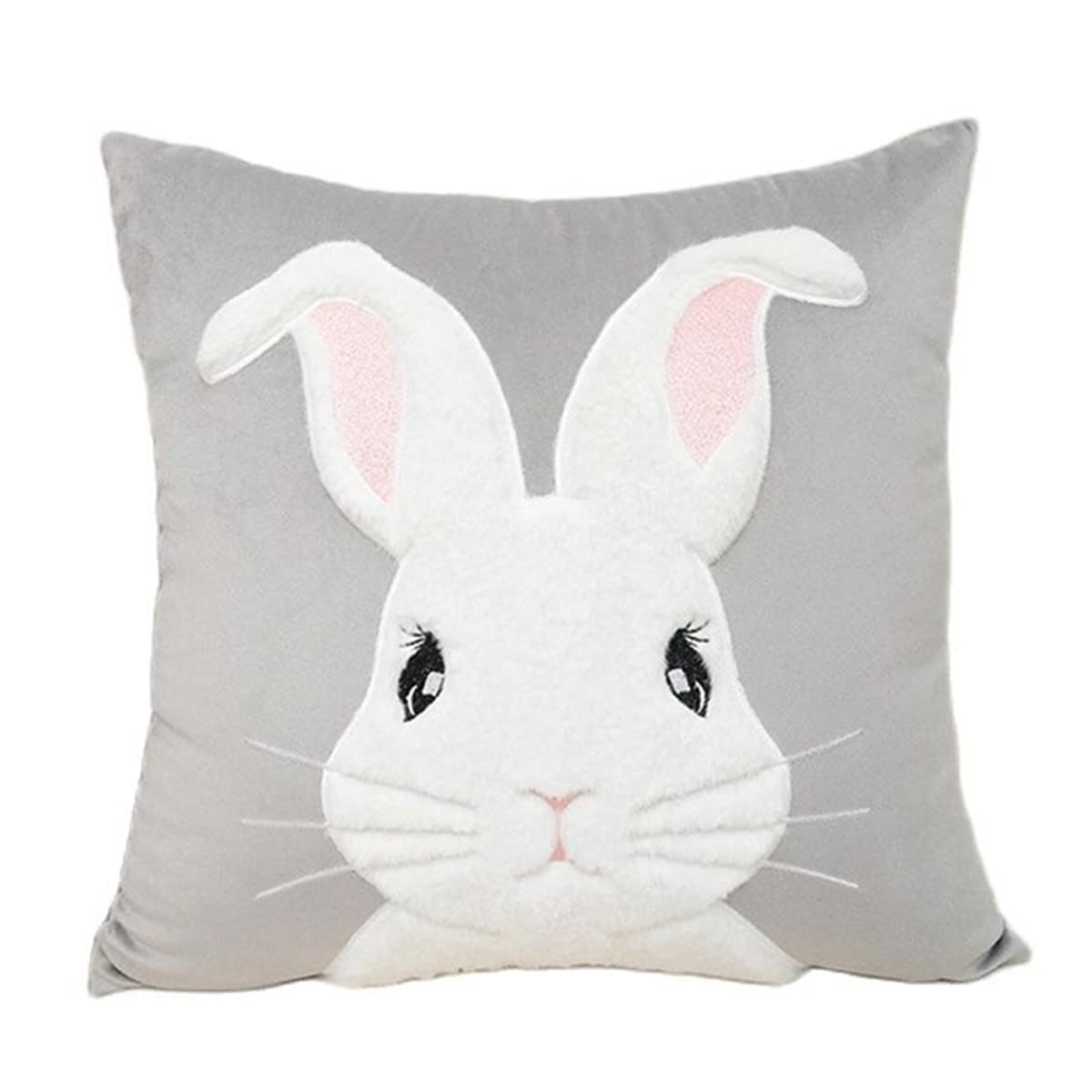 Embroidered 3D Bunny Rabbit Throw Pillowcase Velvet Spring Easter Pillow Covers