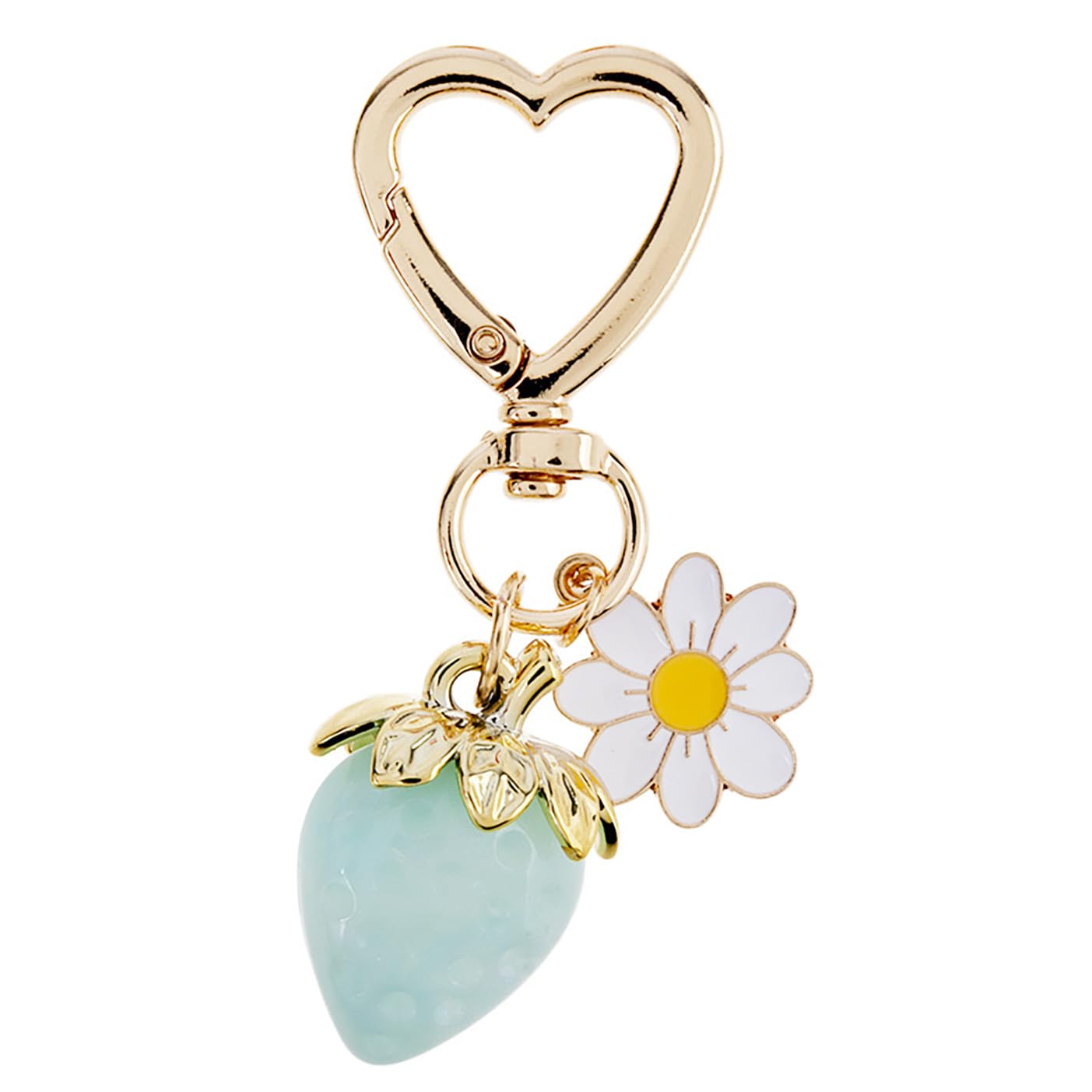 Cute Strawberry Keychain, Kawaii Heart Flower Daisy Keychain