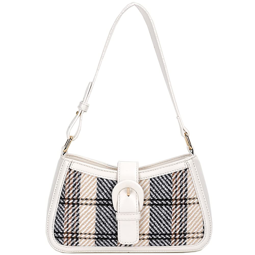 Contrast Color Striped Saddle Crossbody Shoulder Underarm Satchel Handbag