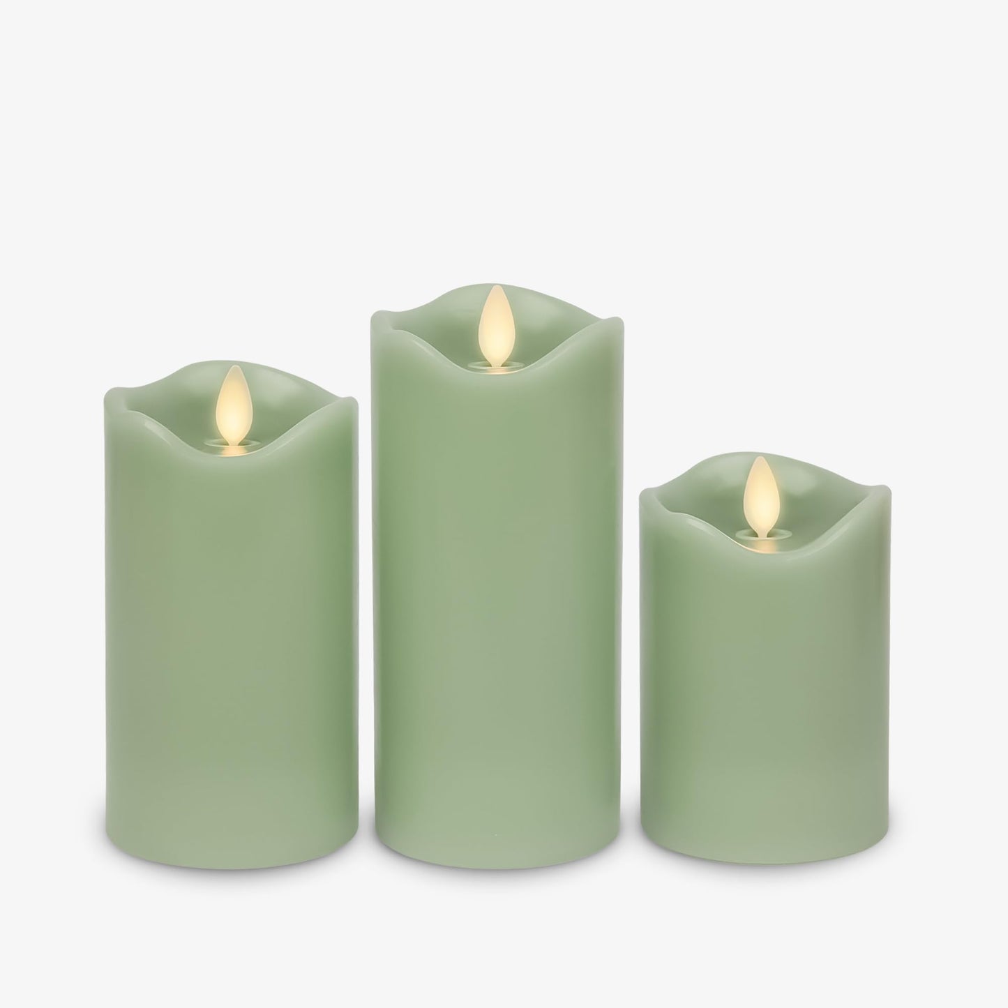 Flameless LED Flickering Battery Candle Moving Flame Pillar, Melted Edge, Real Wax Smooth Finish