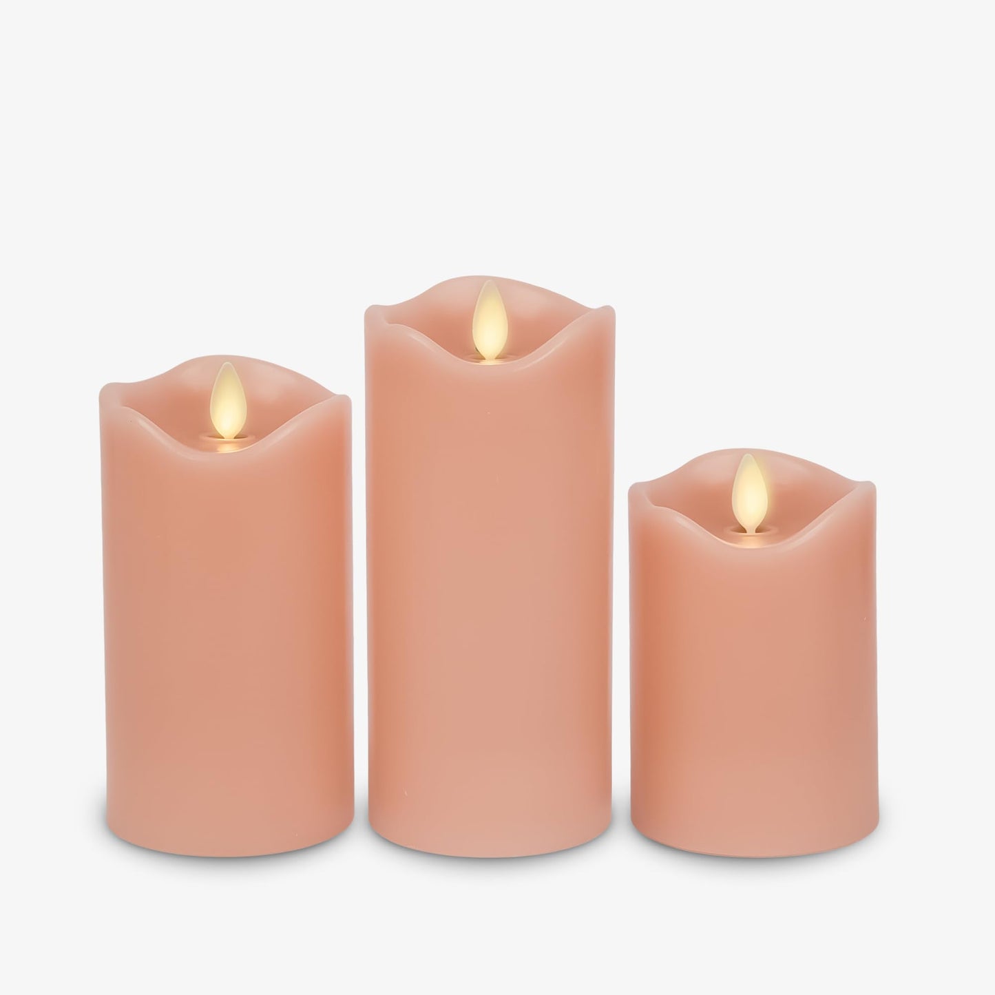 Flameless LED Flickering Battery Candle Moving Flame Pillar, Melted Edge, Real Wax Smooth Finish