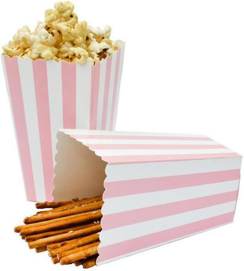 Striped Paper Popcorn Boxes for Party