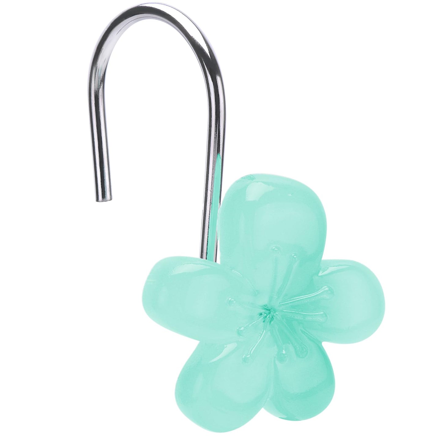 Pretty Floral Themed Cute Flower Shower Curtain Hooks - Glow in The Dark Elegant Bathroom Decor