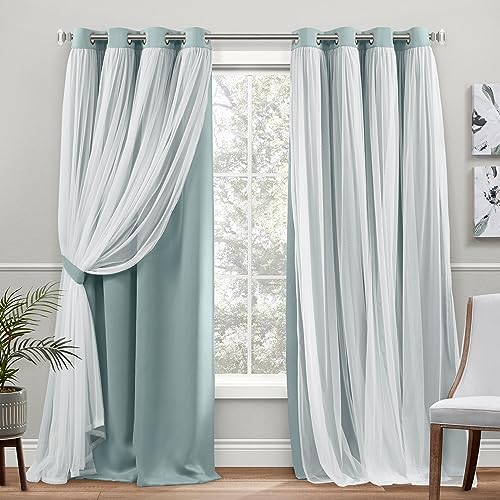 Exclusive Home Catarina Layered Solid Room Darkening Blackout and Sheer Grommet Curtain Panel