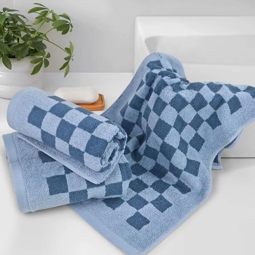 Checkered Soft Cotton Hand Towels 4 Pack Lightweight Absorbent Towels 29x13 Inches