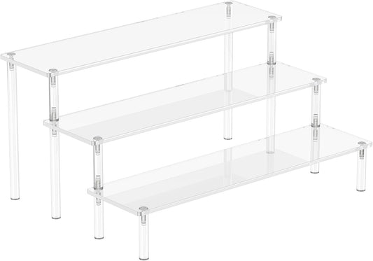 Three Tier Acrylic Display Risers, Clear Organizer Stand