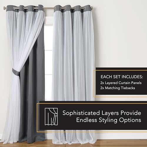 Exclusive Home Catarina Layered Solid Room Darkening Blackout and Sheer Grommet Curtain Panel