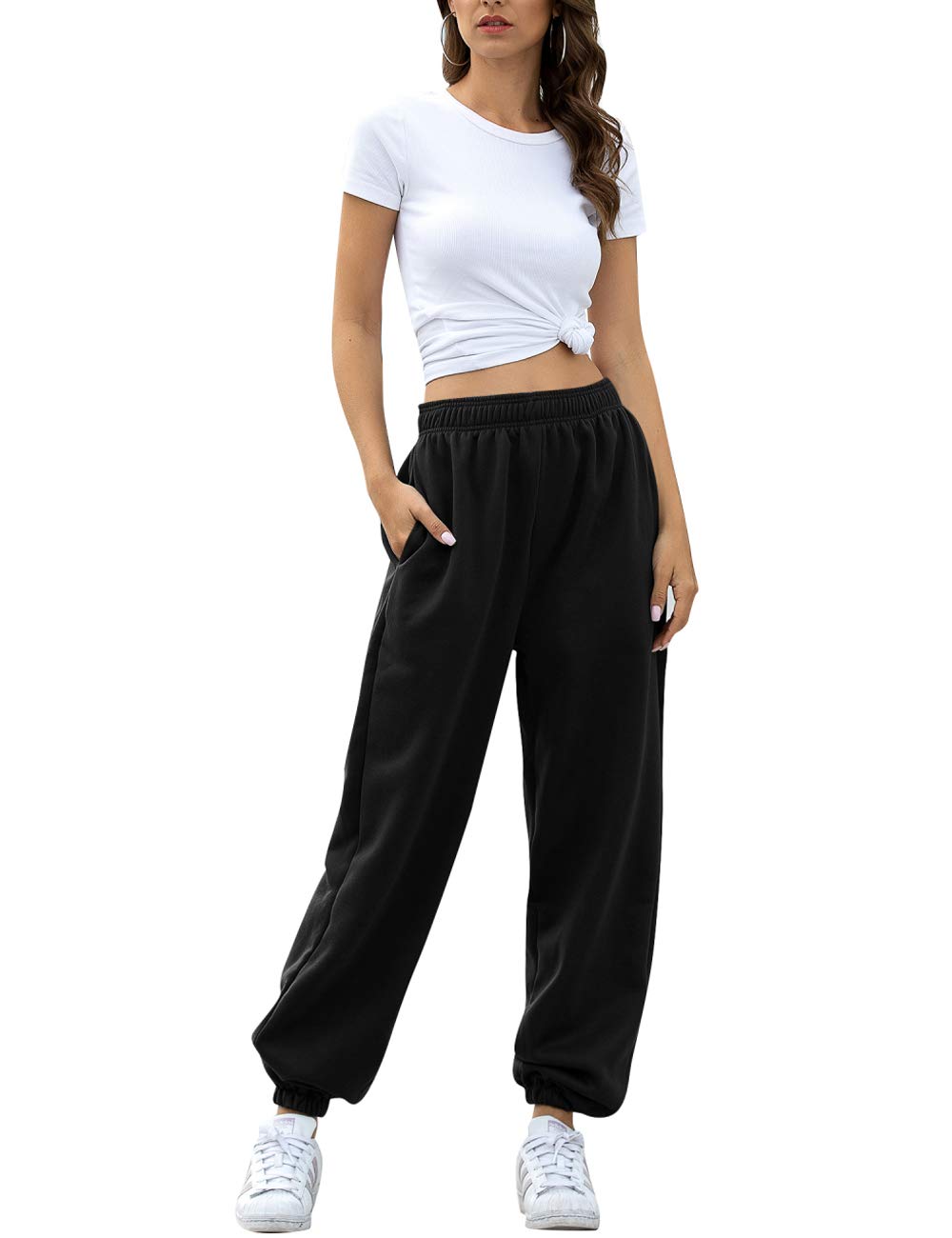 Women's High Waisted Sweatpants Workout Active Joggers Pants Baggy Lounge Bottoms