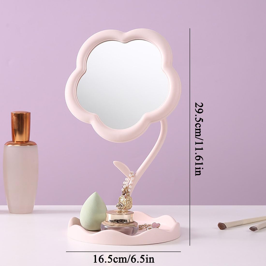 Flower-Shaped Makeup Mirror for Desk Vanity