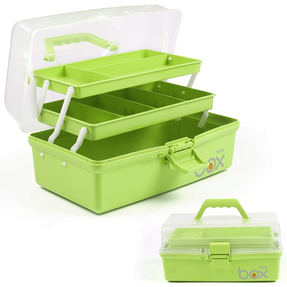 Three-Layer Multipurpose Folding Storage Box with 2 Trays, 12"