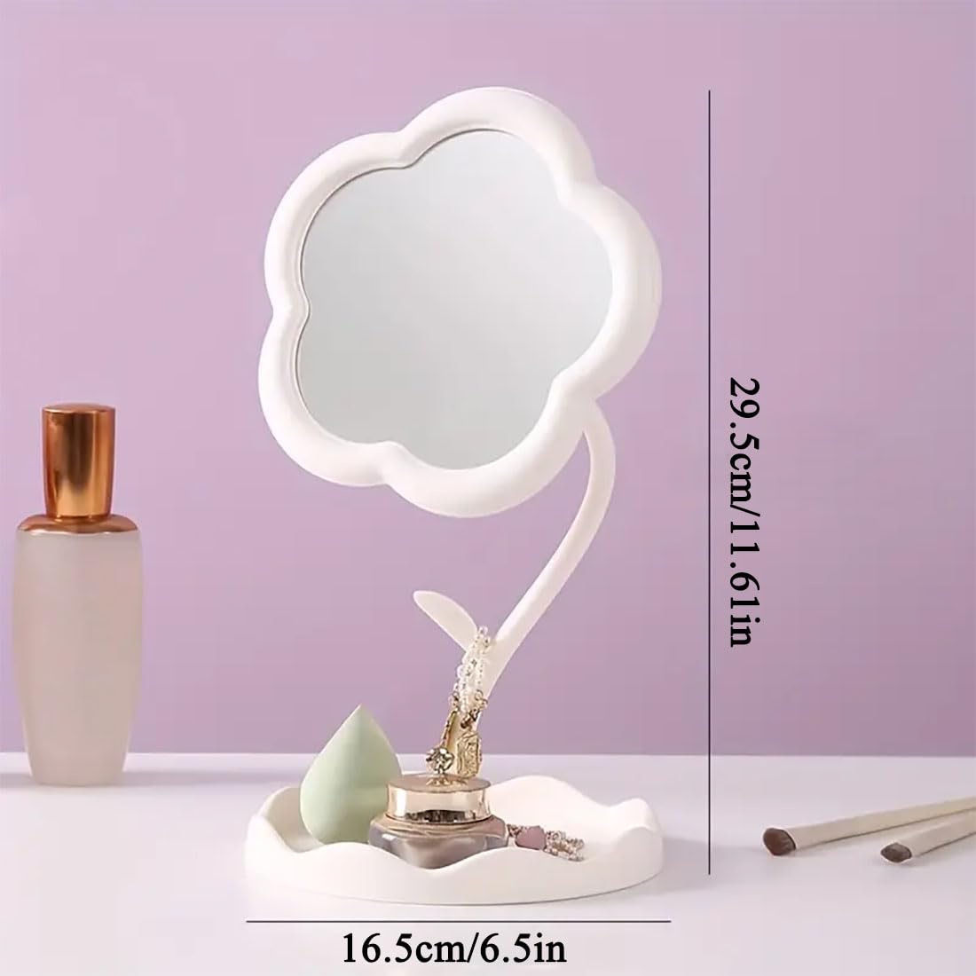 Flower-Shaped Makeup Mirror for Desk Vanity