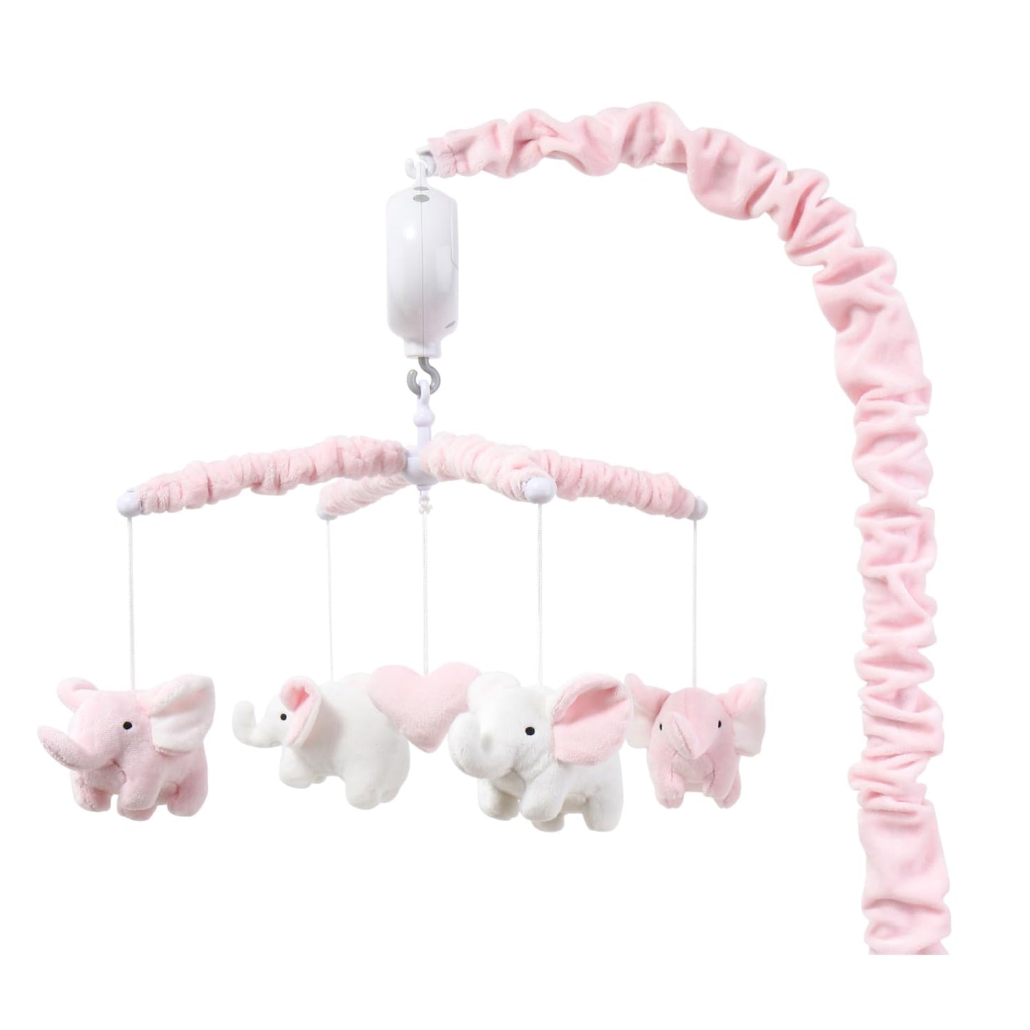 Soft Pink Musical Baby Crib Mobile - 12 Lullabies Cute Elephant Baby Pink Elephant Nursery Decor