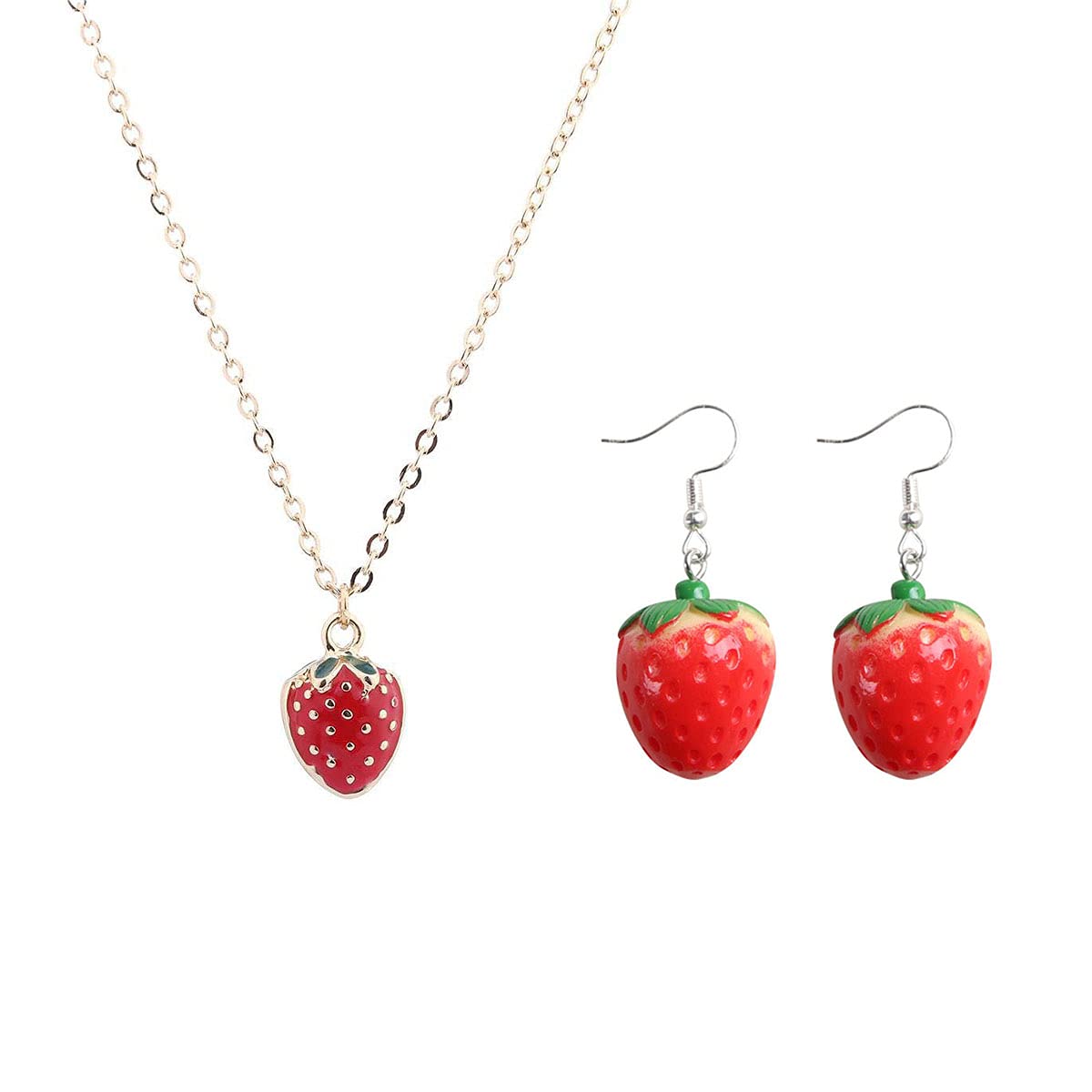 Fruit Jewelry Set - Necklace, Earrings, Ring, Bracelet; Cute Food Fruit Charm Jewelry for Woman