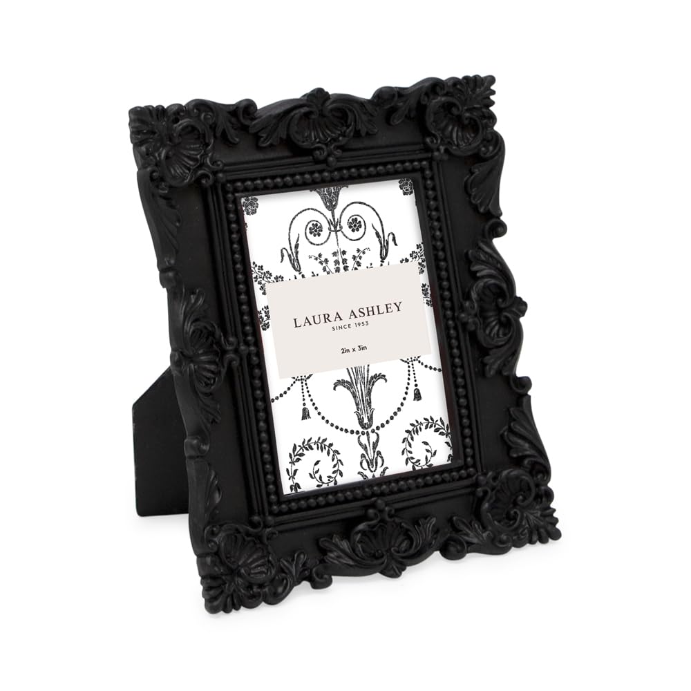 Laura Ashley 2x3 Ornate Resin Picture Frame – Handcrafted Floral Design with Easel for Tabletop and Wall Display