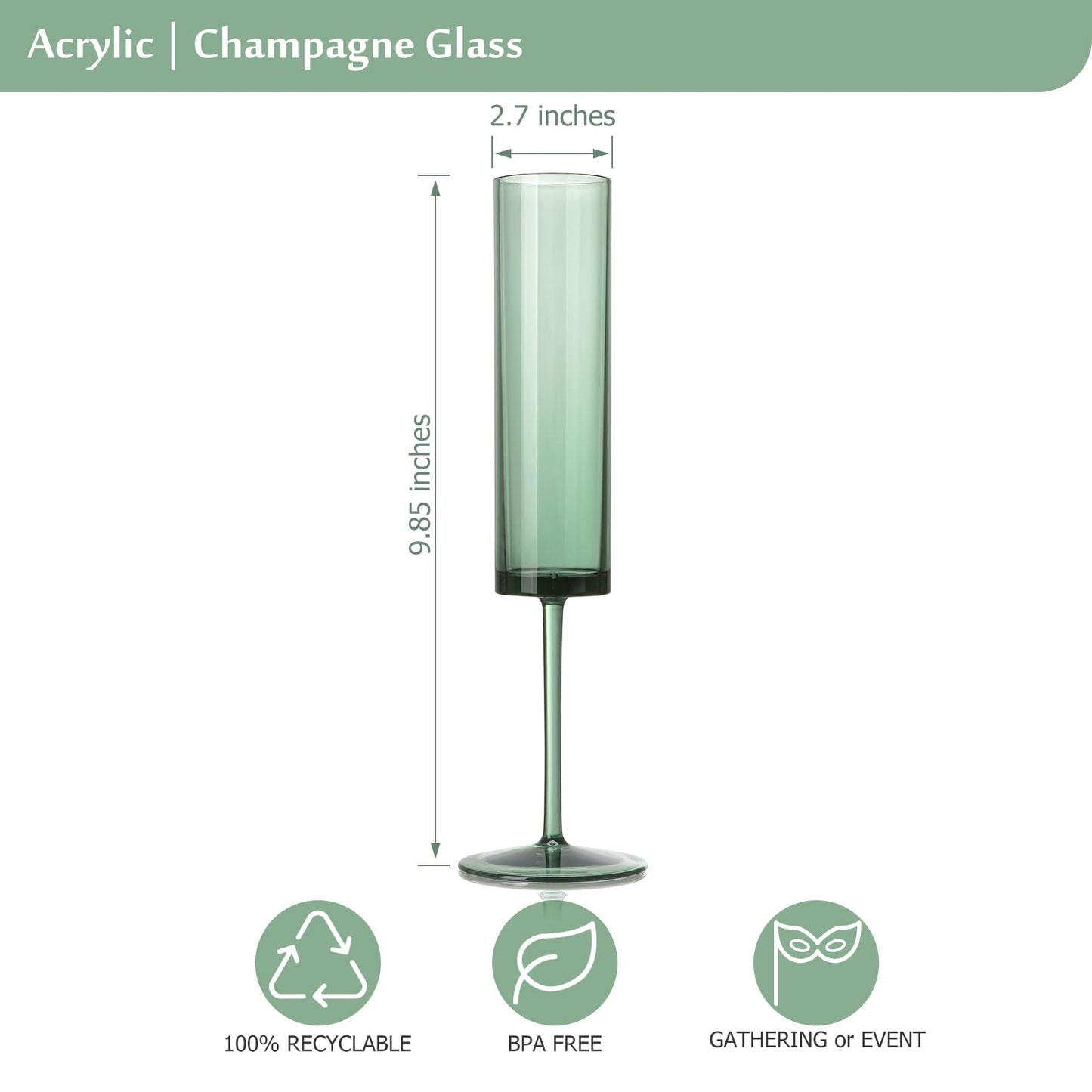 Reusable Acrylic Toasting Glasses - Stemmed Coupes Square