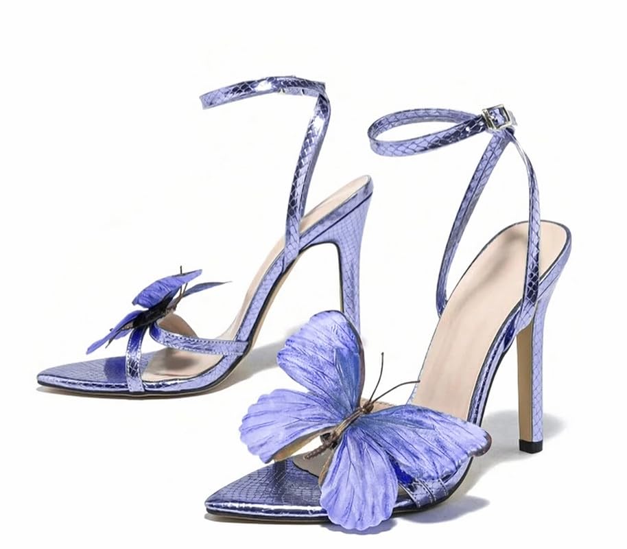 Butterfly Heels for Women Ankle Strap High Heels Pointed Toe