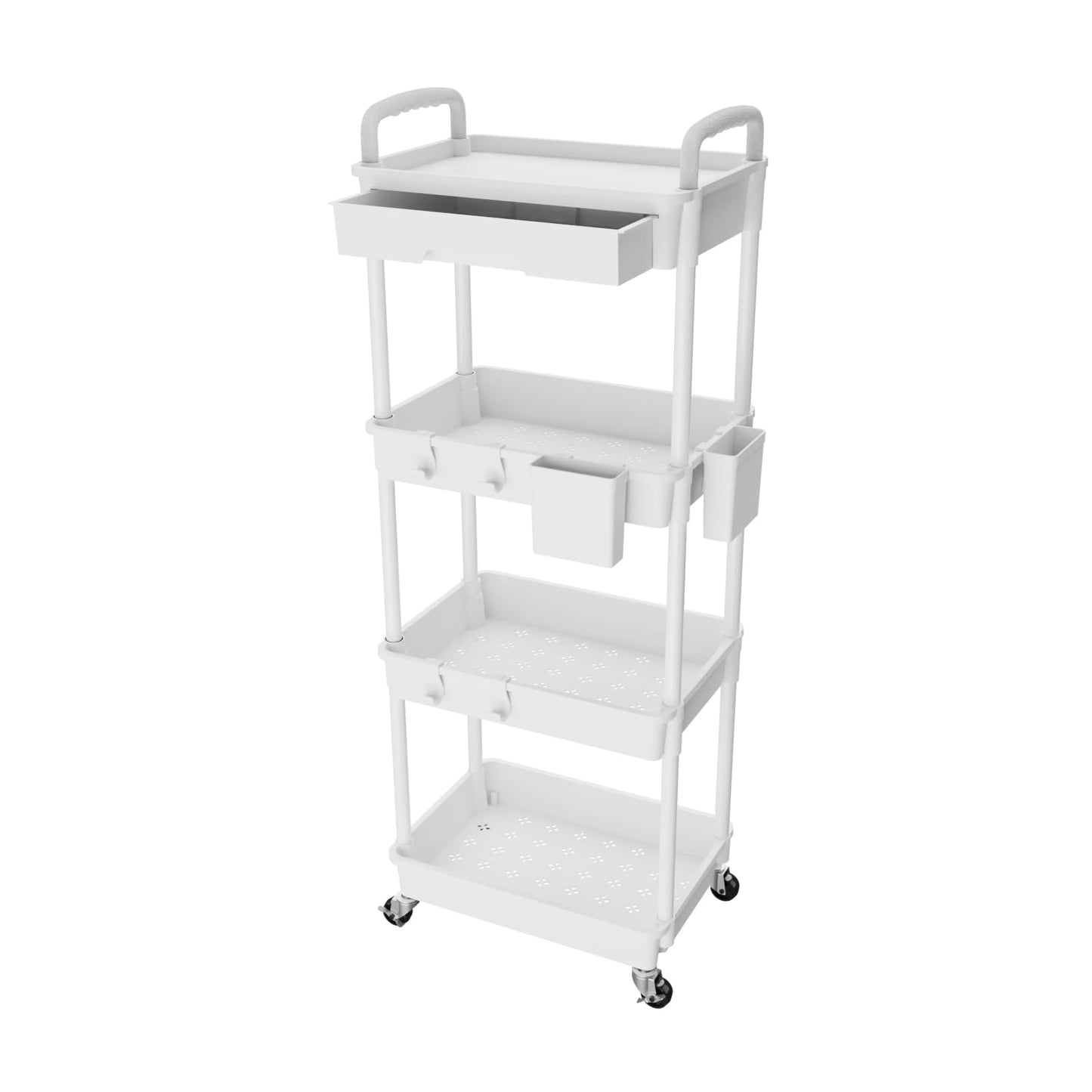 Rolling Utility Cart with Drawer,Storage Cart with Iron Wheels