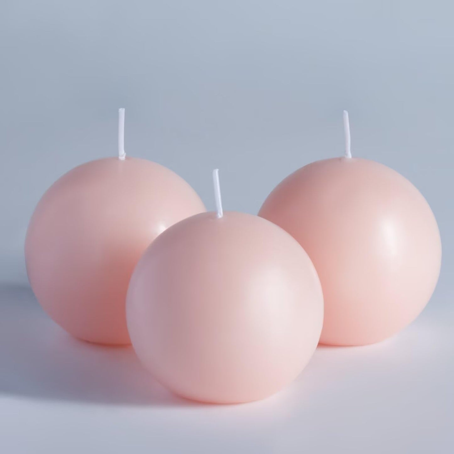 Hand-Poured, 3 Inch Round Ball Candles - Set of 3, Dripless, Unscented, Smokeless