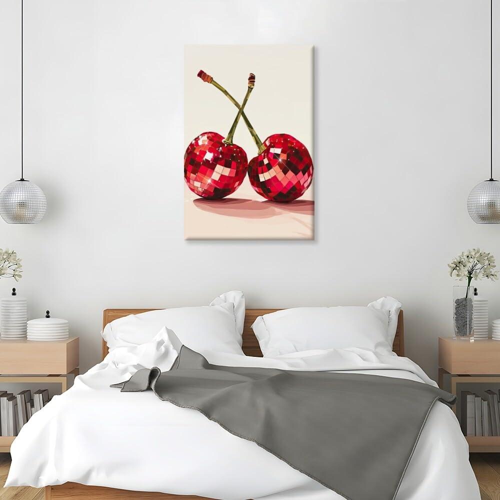 Disco Ball Fruits Canvas Print – Trendy Glam Wall Art