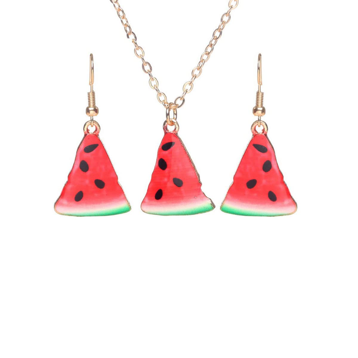 Fruit Jewelry Set - Necklace, Earrings, Ring, Bracelet; Cute Food Fruit Charm Jewelry for Woman