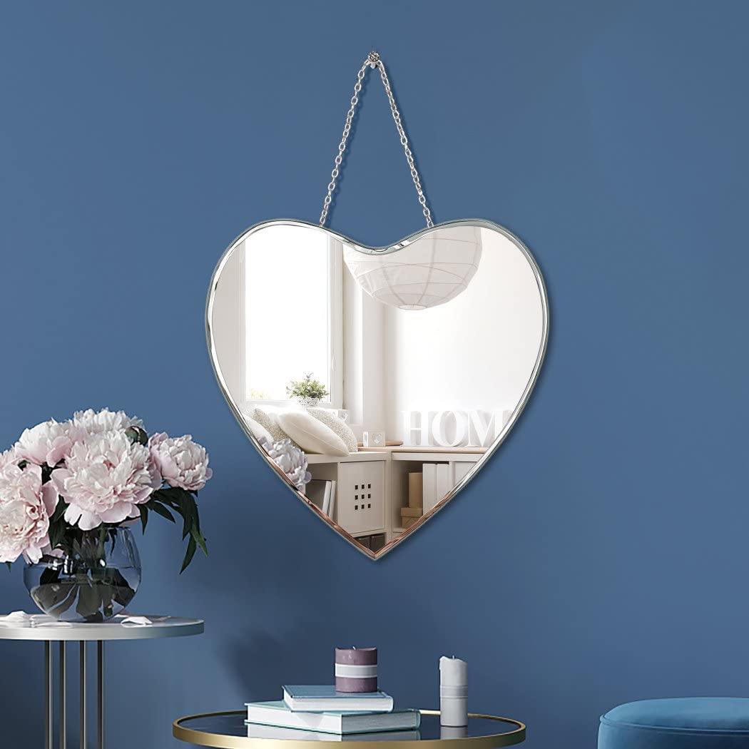 Heart Shaped Mirror with Iron Chain for Wall Decor 12x12 inch