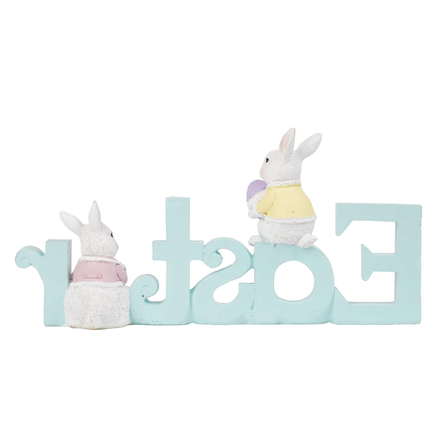 Easter Tabletop Decoration Figurine Centerpiece - Spring Bunny Decor Hand Painted