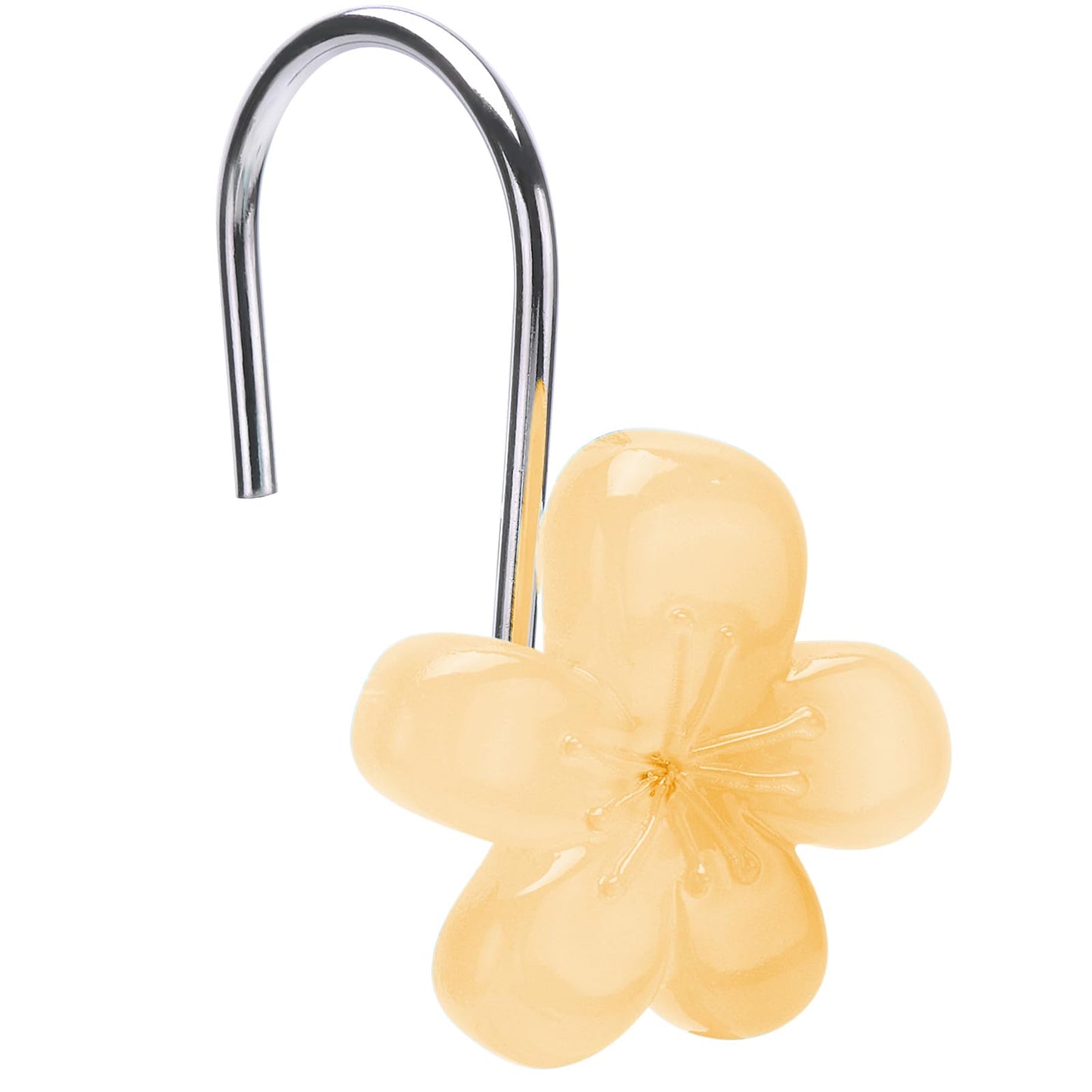 Pretty Floral Themed Cute Flower Shower Curtain Hooks - Glow in The Dark Elegant Bathroom Decor