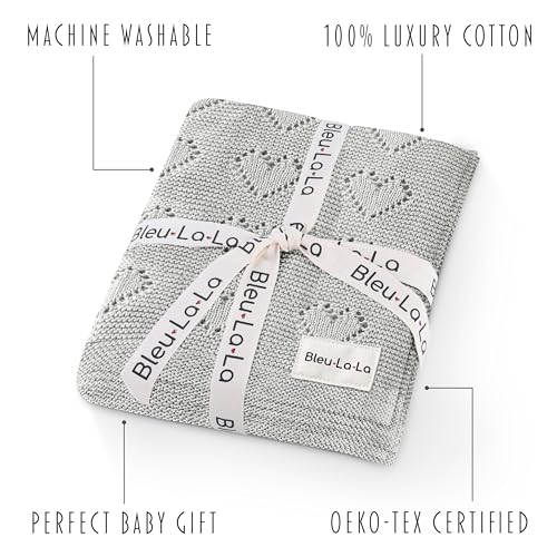 Swaddling Luxury Cotton Knit Heart Baby Blanket