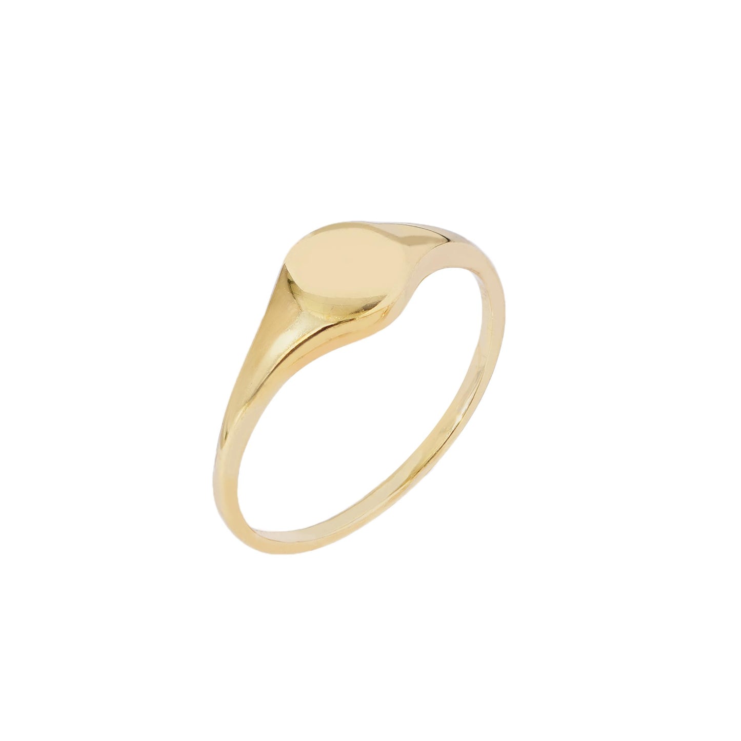 Plated 14K Sterling Silver Round Signet Ring