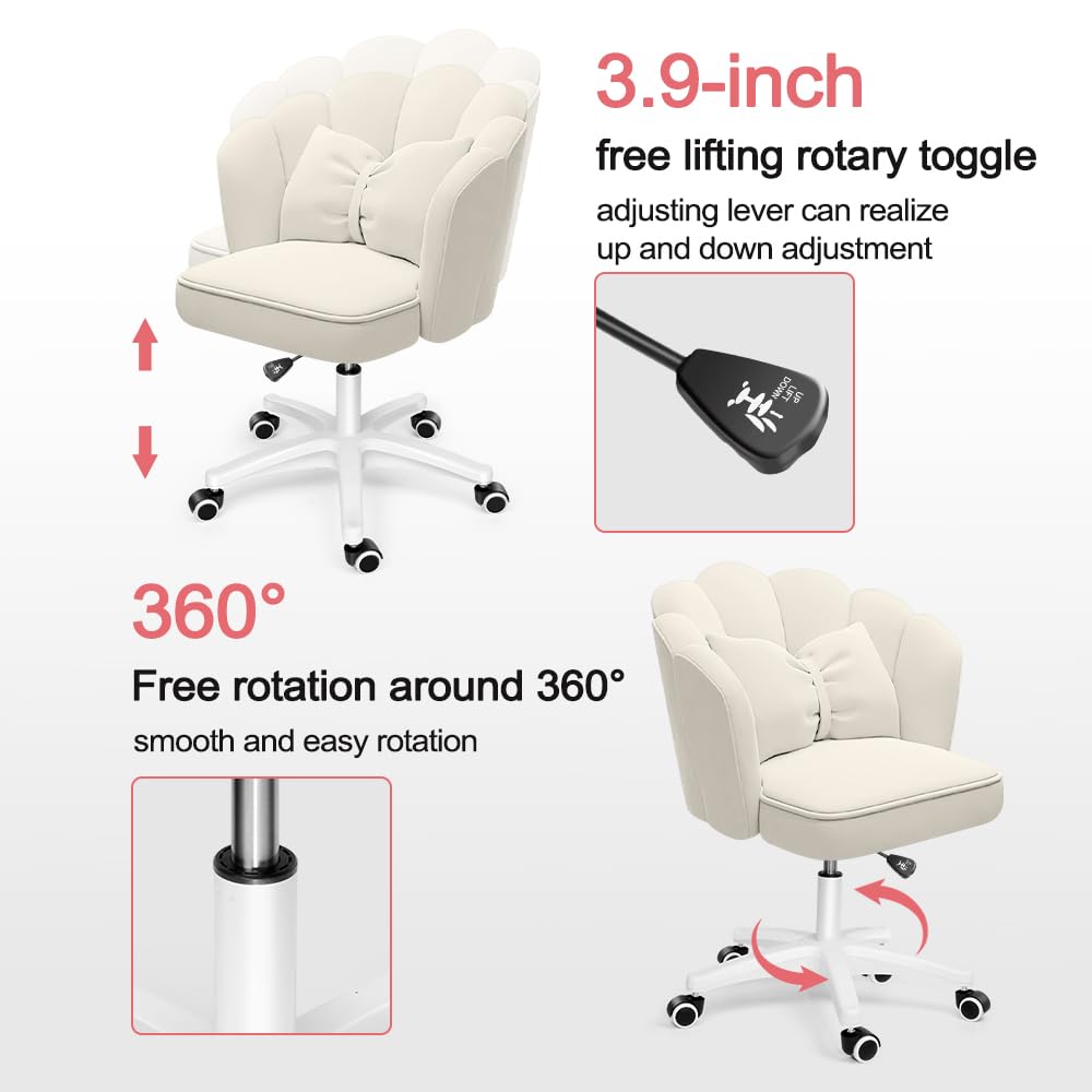 Cute Petal Desk Chair, Modern Fabric Home Butterfly Height Adjustable Chair