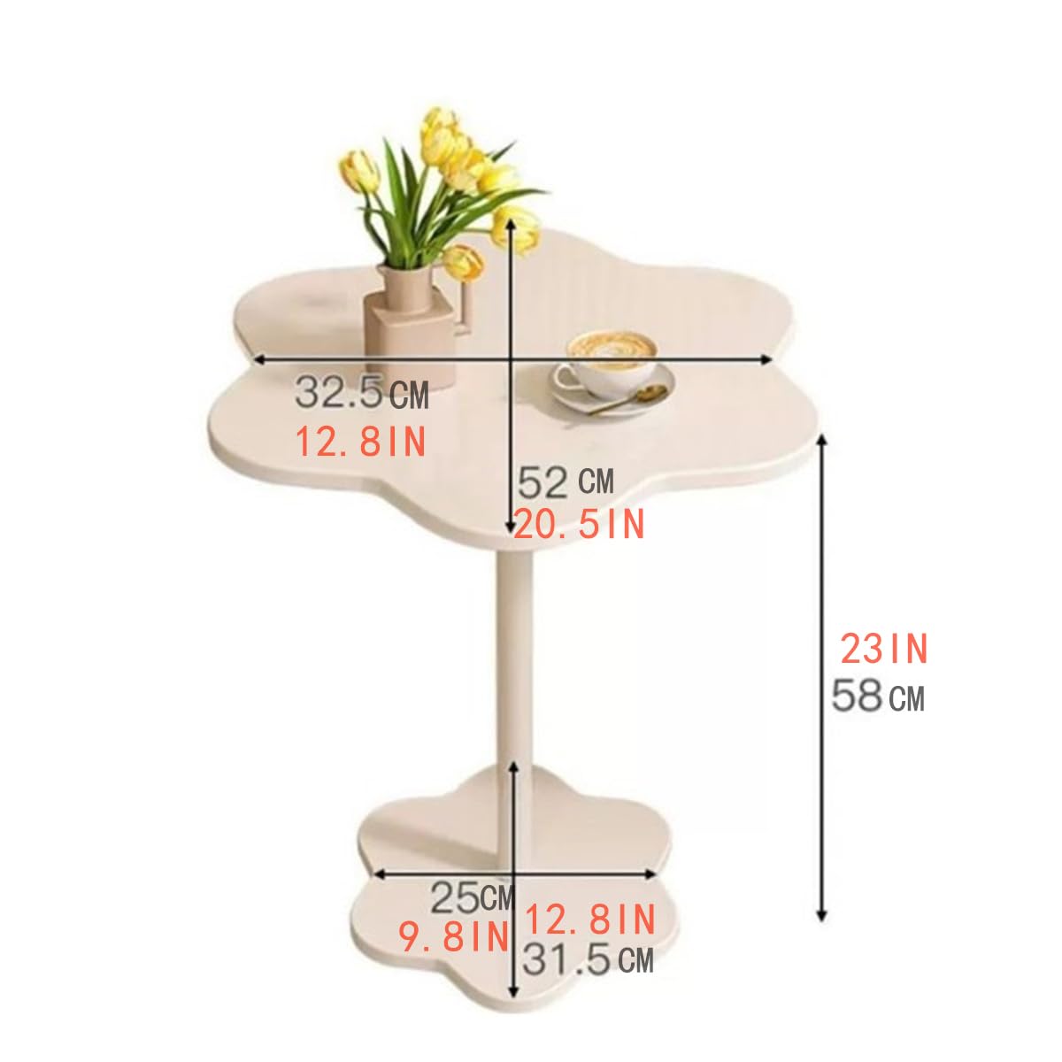 Petal Coffee Table, Flower Shape Wood Side