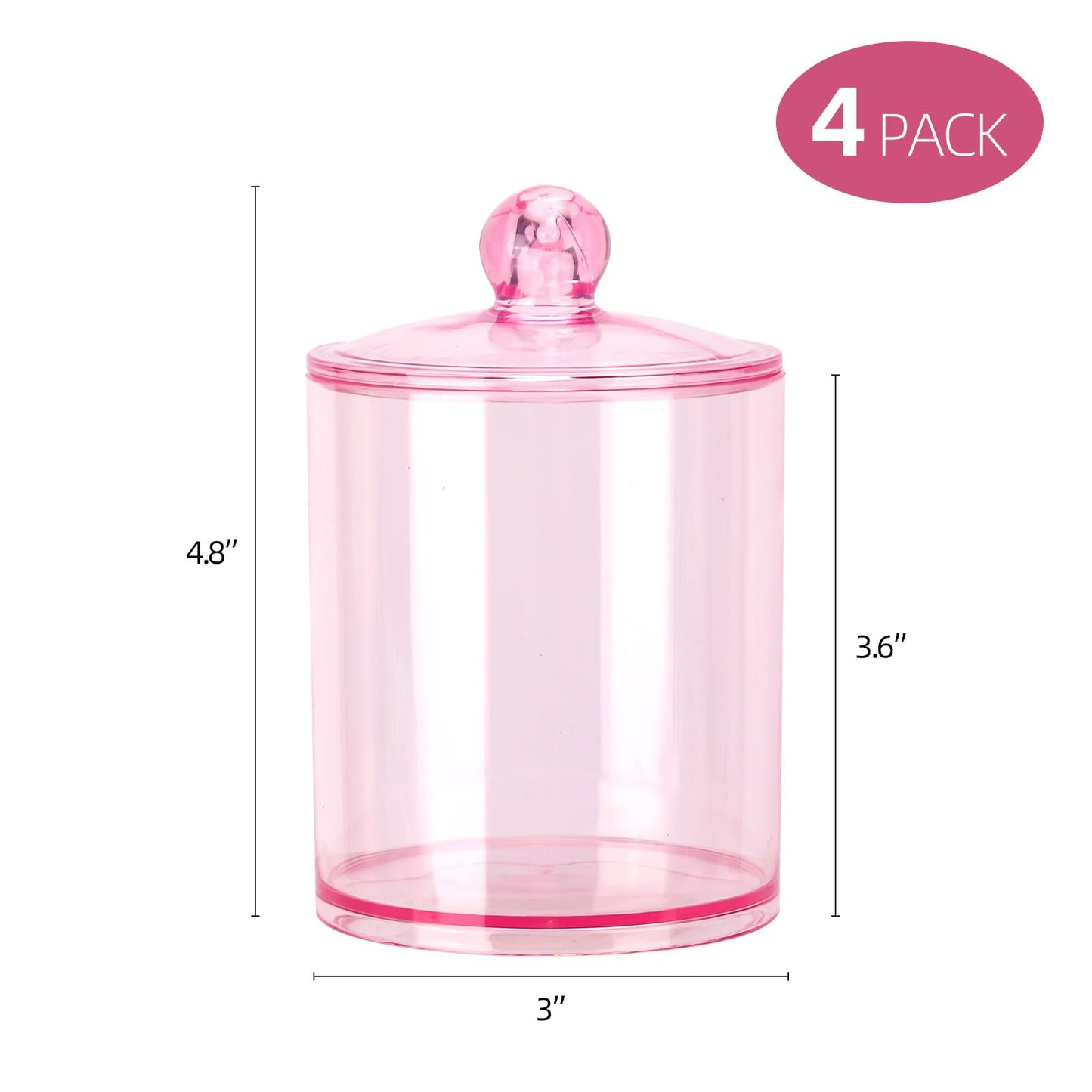 Pink Apothecary Jar – Q-Tips Holder & Cotton Swab Dispenser for Bathroom Storage