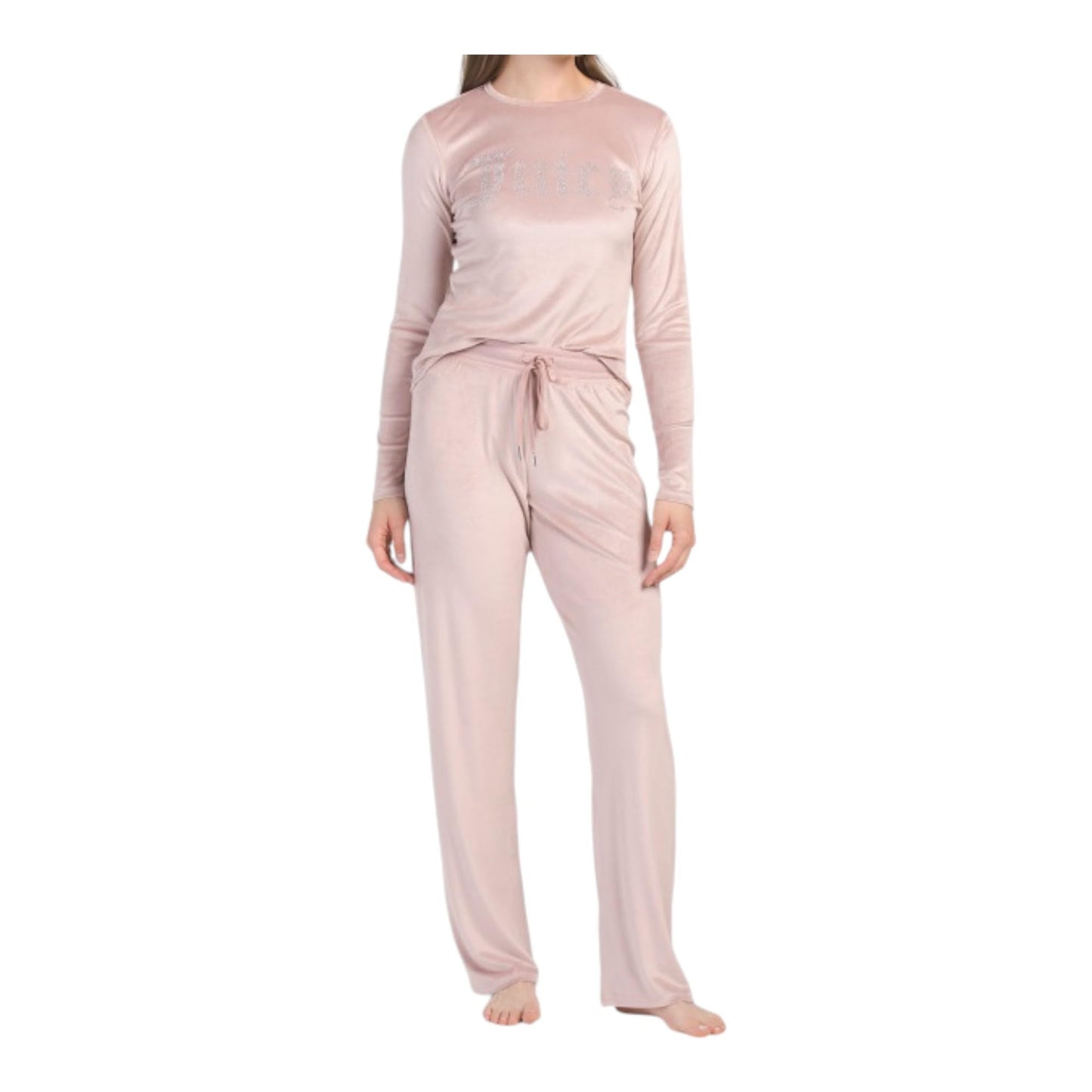 Juicy Couture Women’s Velvet Fleece Pajama Set with Long Sleeve Top and Pants