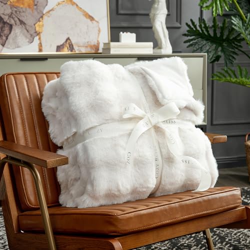 Faux Fur Throw Blanket -Fuzzy Soft Plush Thick Bubble Blanket