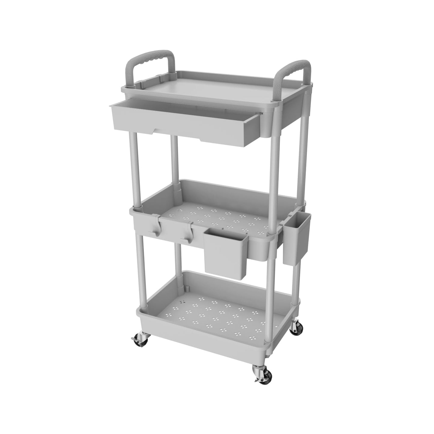 Rolling Utility Cart with Drawer,Storage Cart with Iron Wheels