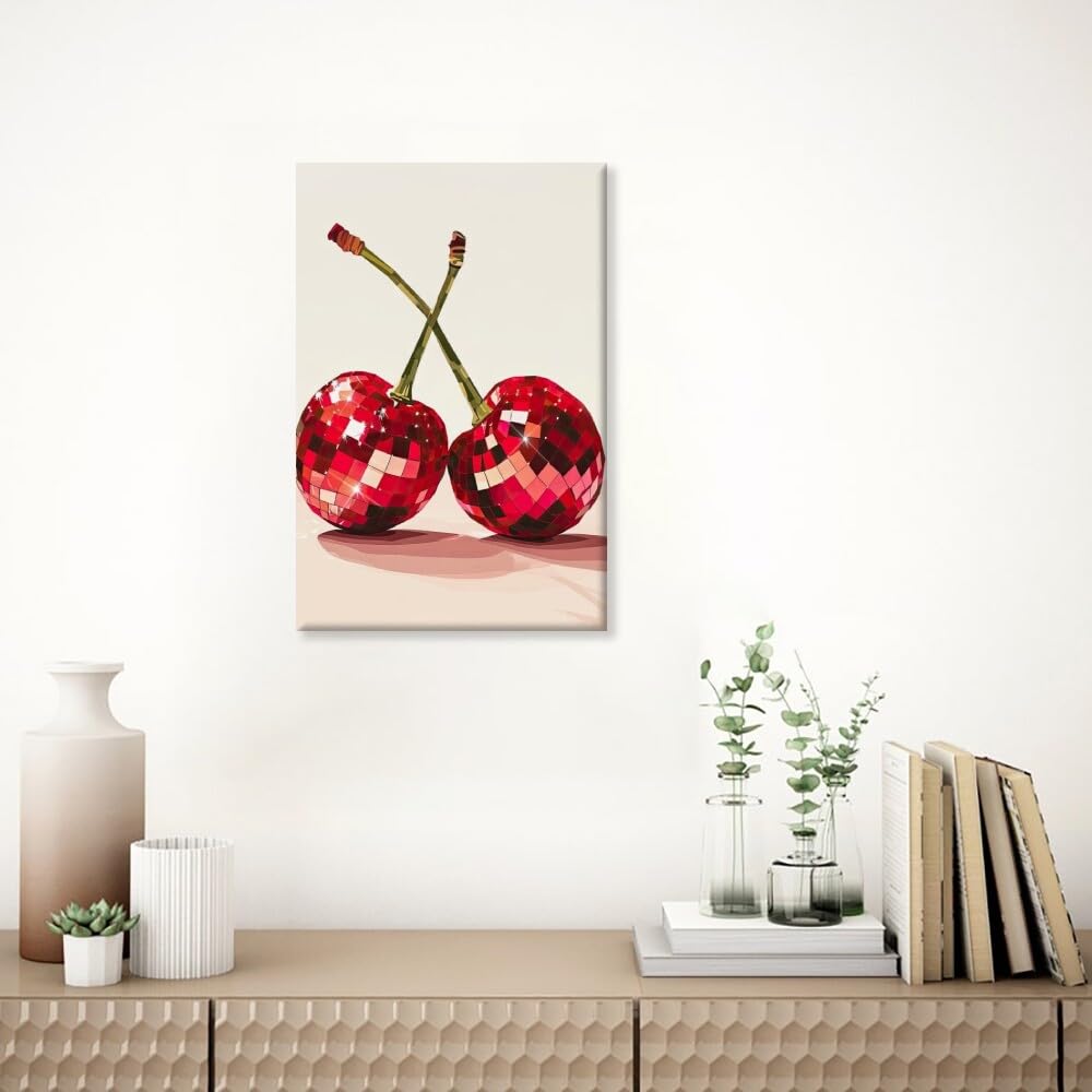 Disco Ball Fruits Canvas Print – Trendy Glam Wall Art