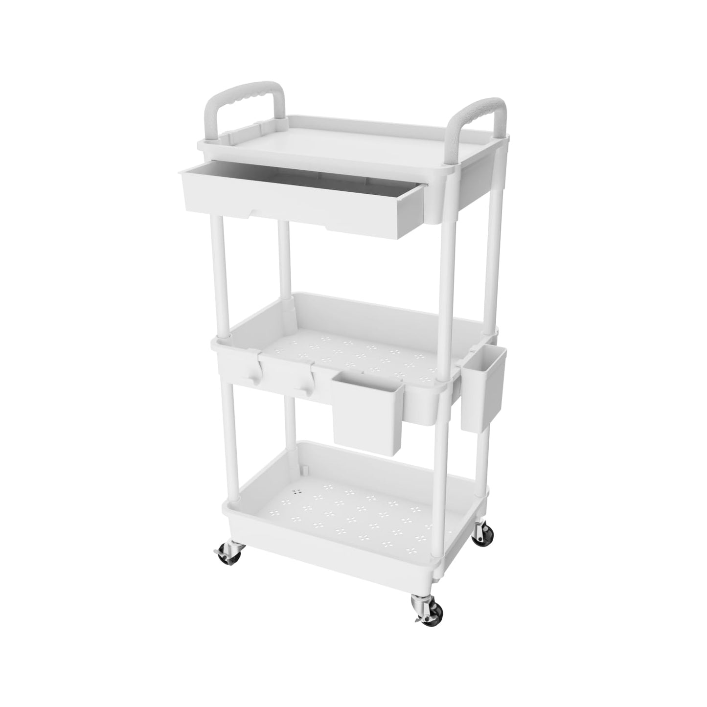 Rolling Utility Cart with Drawer,Storage Cart with Iron Wheels