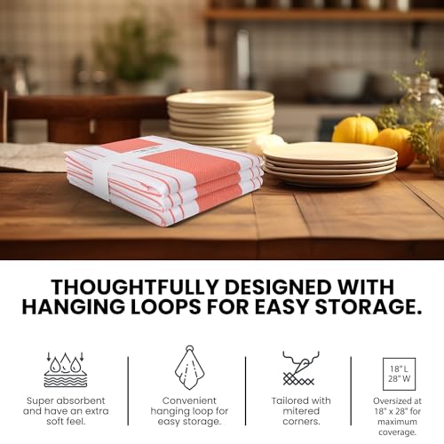 Classic Dish Towels Dishcloths Set Kitchen Rags| Drying Hand Towels Reusable Cotton 18x28 Inch Towel Spring Decorative Set of 6