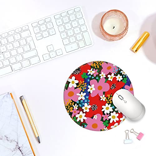 Y2K Aesthetic Small Mouse Pad - Washable Round Cloth Mousepad for Office Laptop Computer, Non-Slip Rubber Base