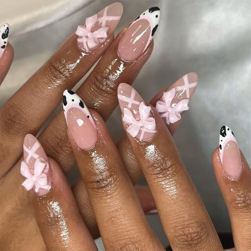 Press on Nails Ballerina Rhinestones Fake Nails Extra Long Stiletto Acrylic Nails Glossy Artificial Glue on Nails for Women