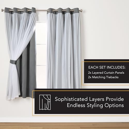 Exclusive Home Catarina Layered Solid Room Darkening Blackout and Sheer Grommet Curtain Panel