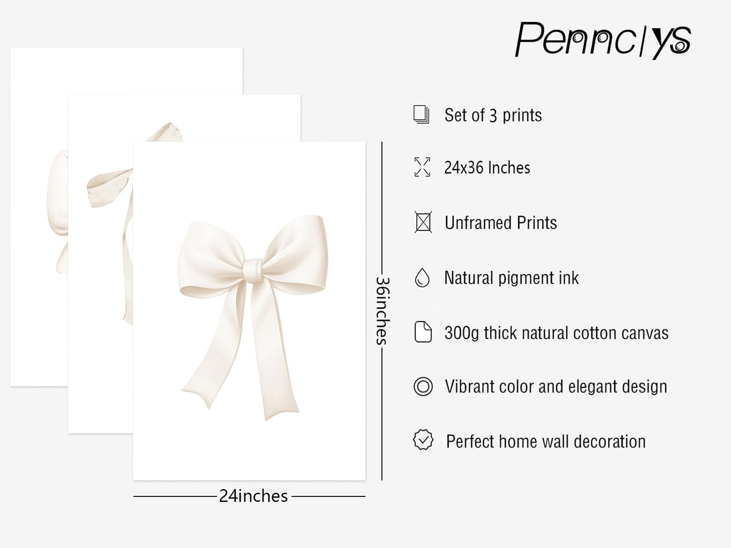 Wall Art Beige Bow Poster Prints